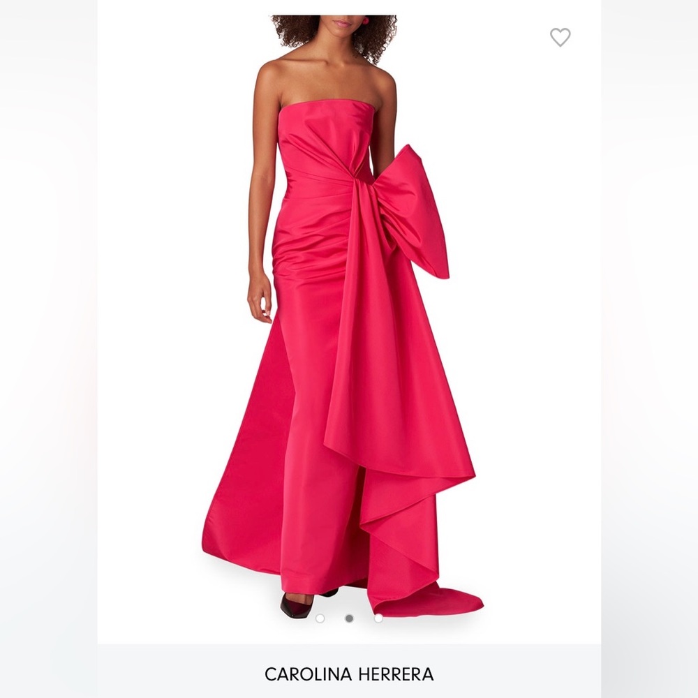 Carolina Herrera strapless draped bow silk gown - Picture 1 of 6